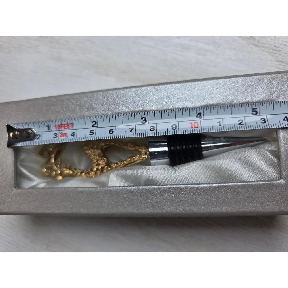 Gold Deer Wine Bottle Stopper Stag Head Barware Gift Boxed Cottagecore Holiday